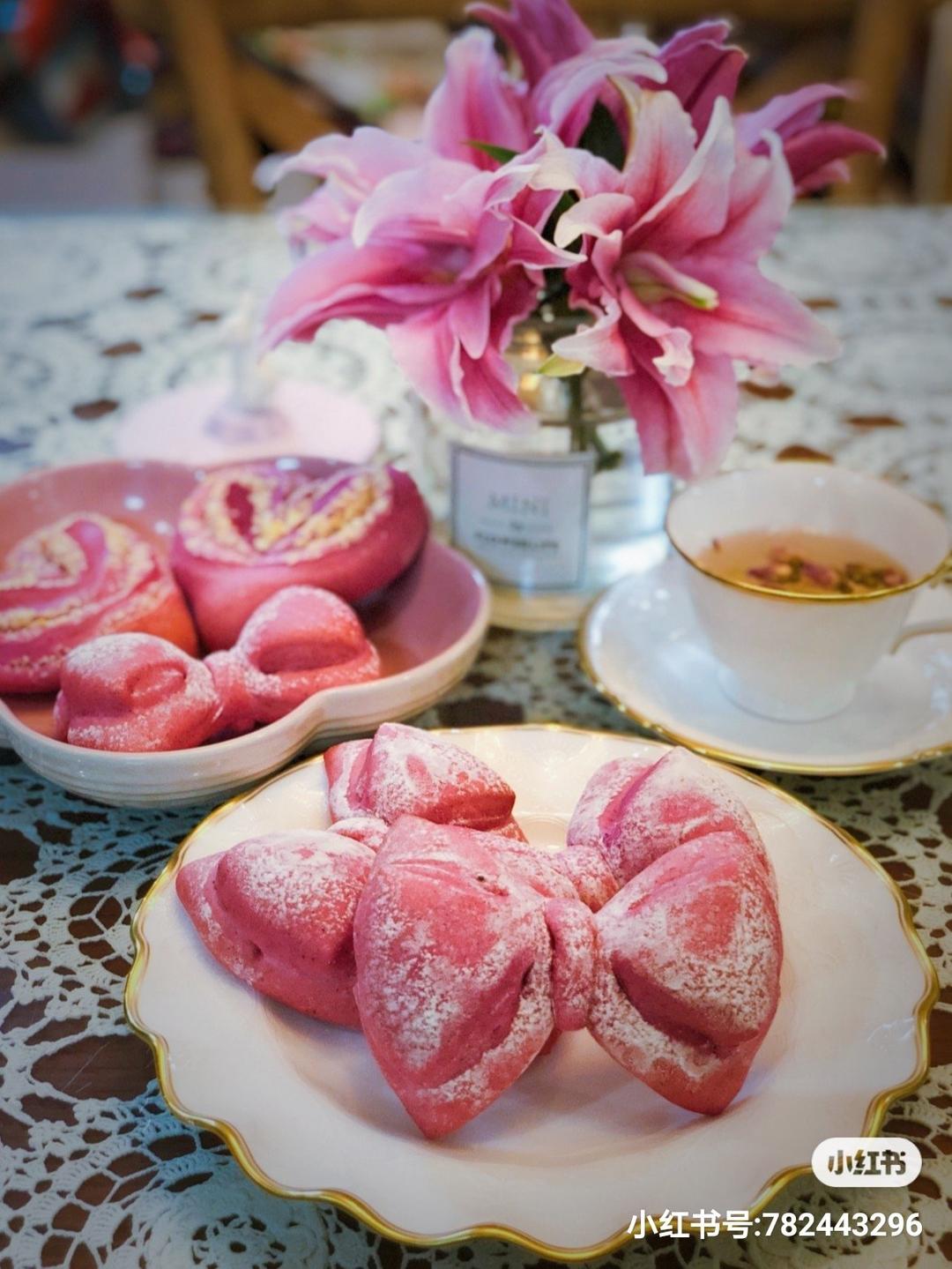 火龙果蝴蝶结面包（一次发酵）