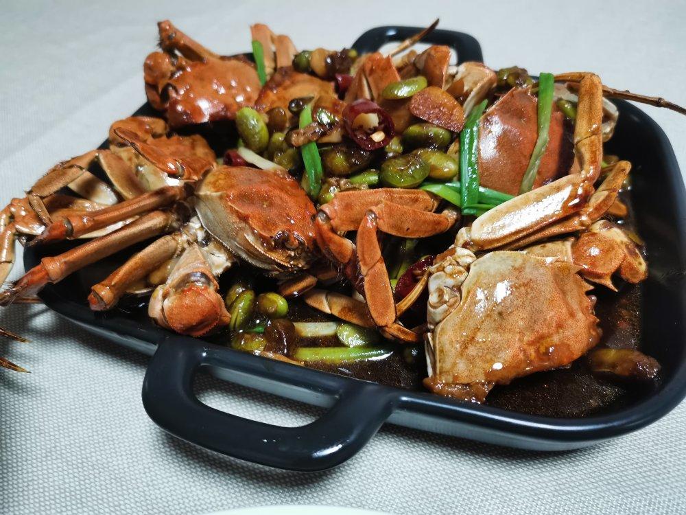 酱炒螃蟹（六月黄）毛豆