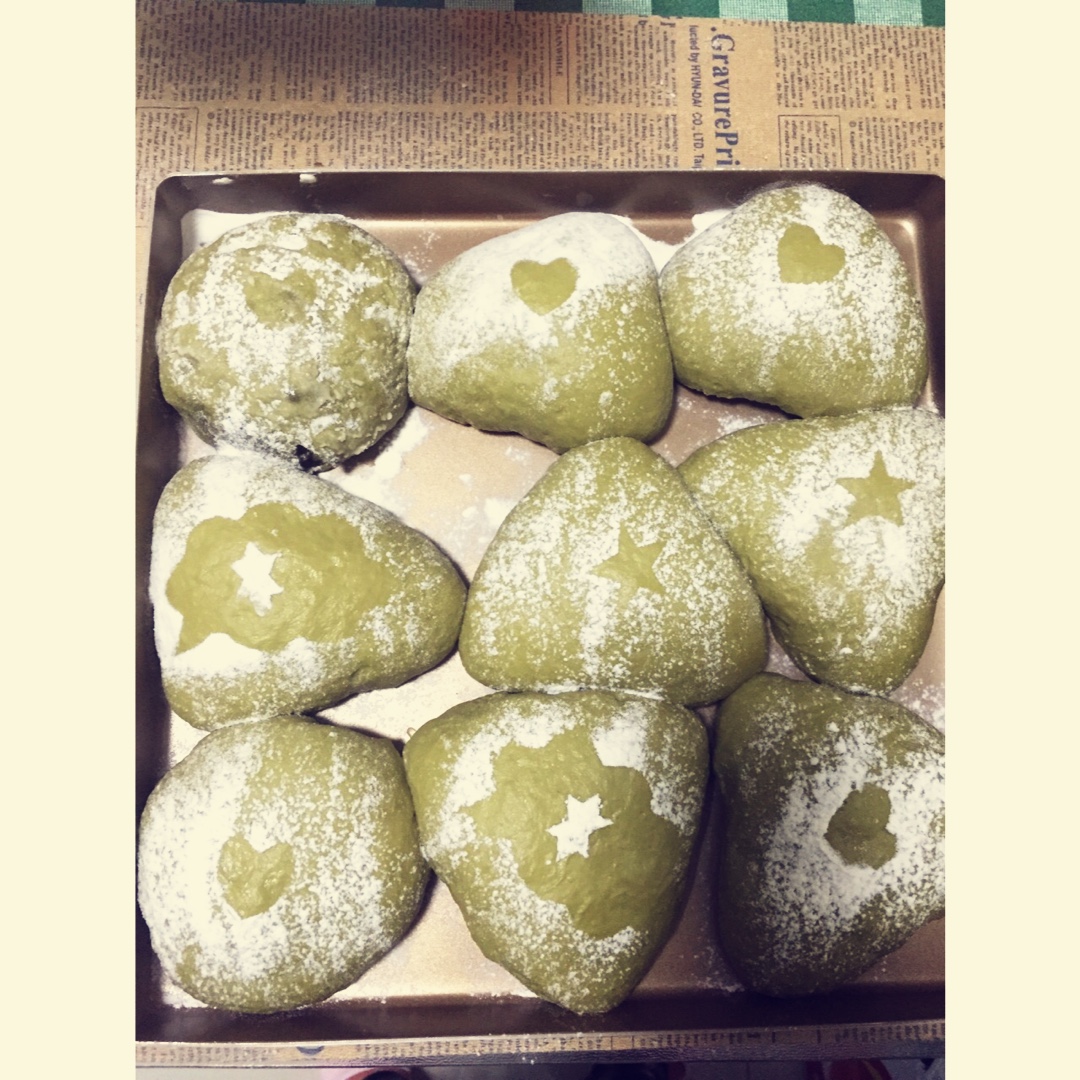 抹茶红豆软面包