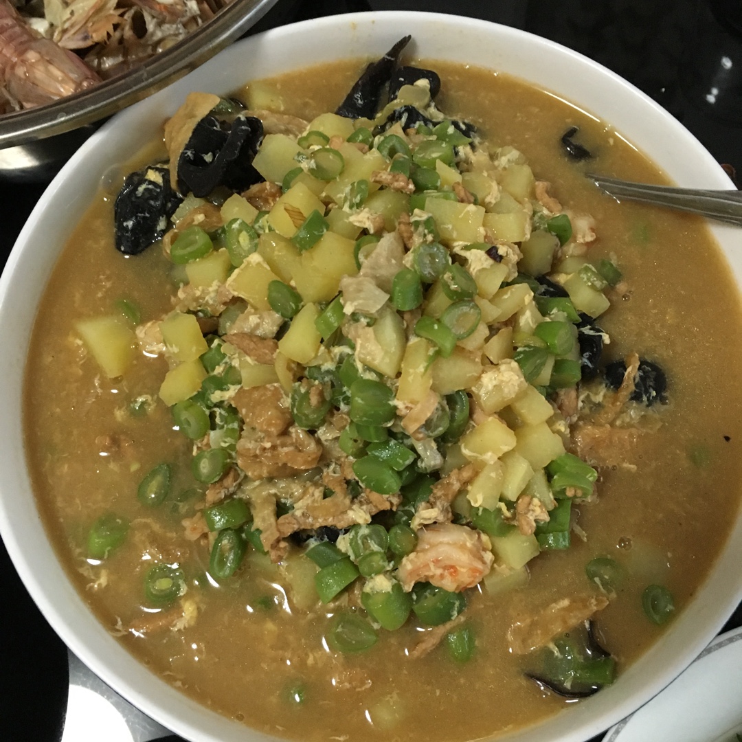 豆角肉丝面筋打卤面
