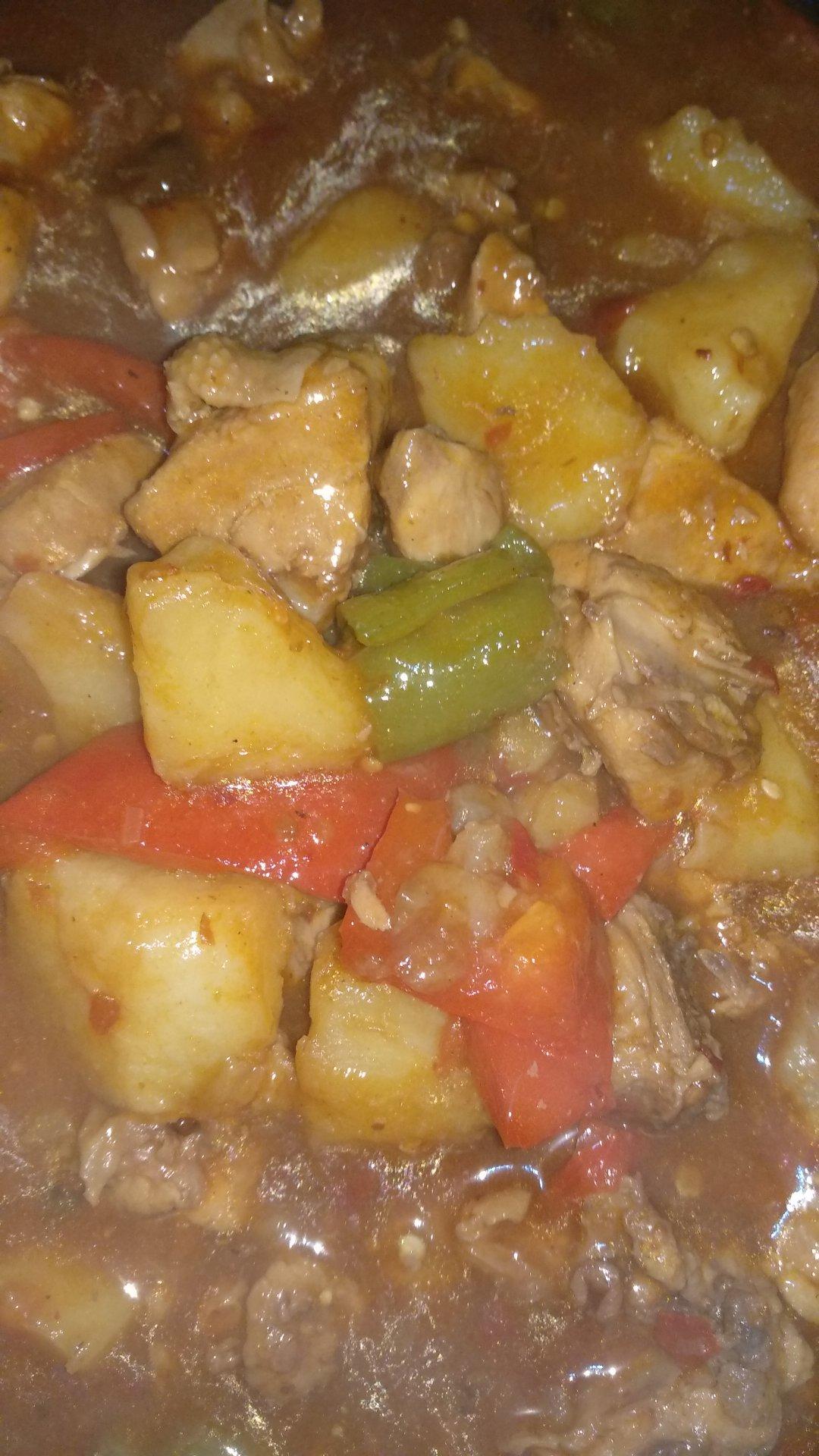 家常大盘鸡加手擀宽面