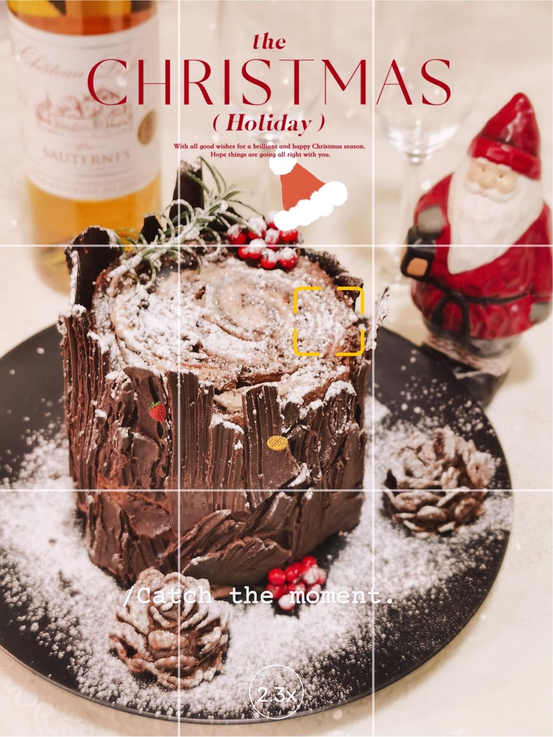 【圣诞树桩蛋糕】