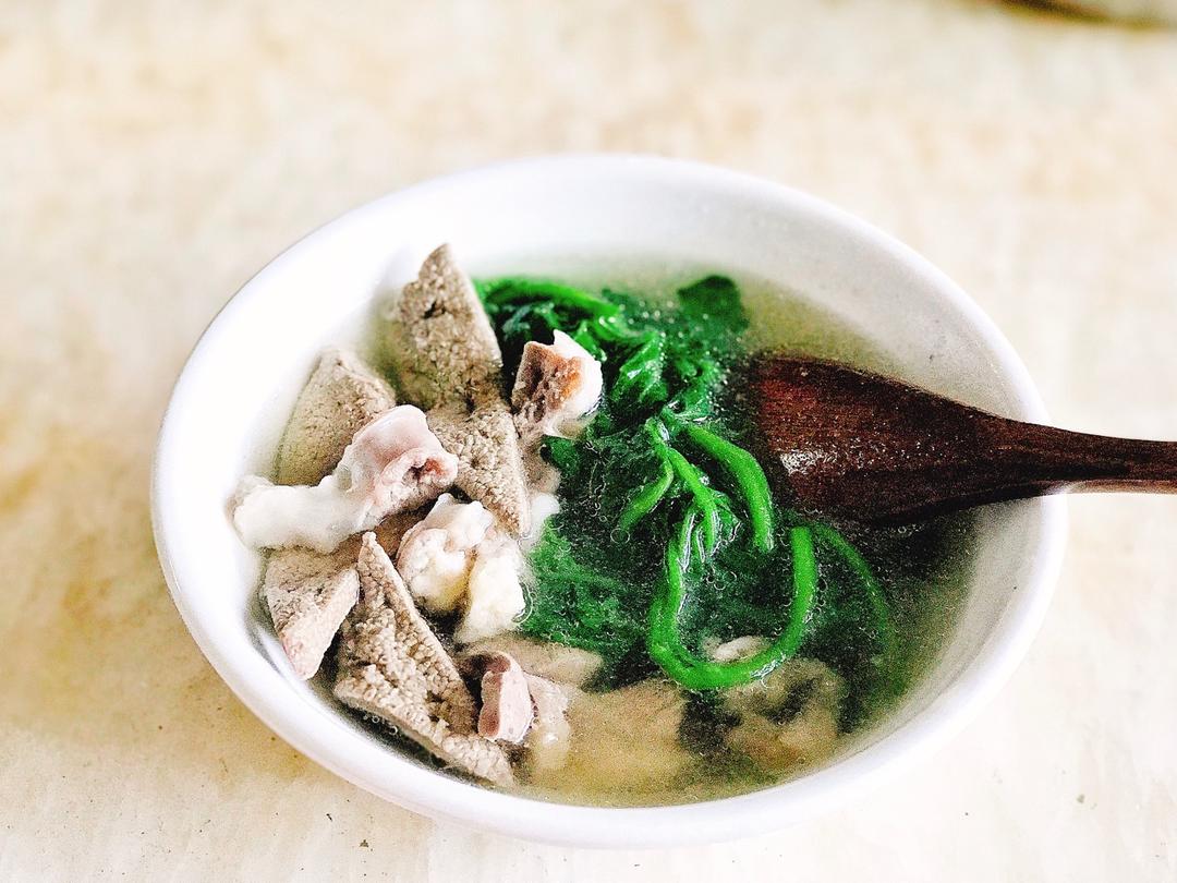 作品 就是林老师呀做的早餐2018年8月12日 西洋菜猪杂汤～ 猪肝 猪心