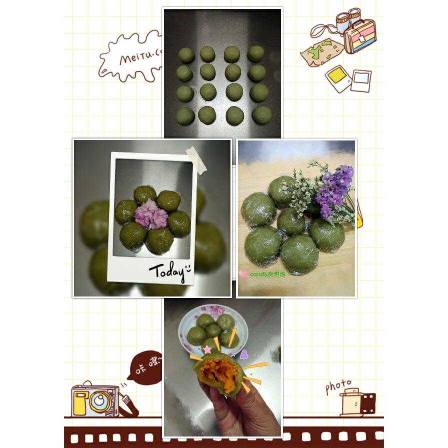 网红青团～～咸蛋黄肉松青团