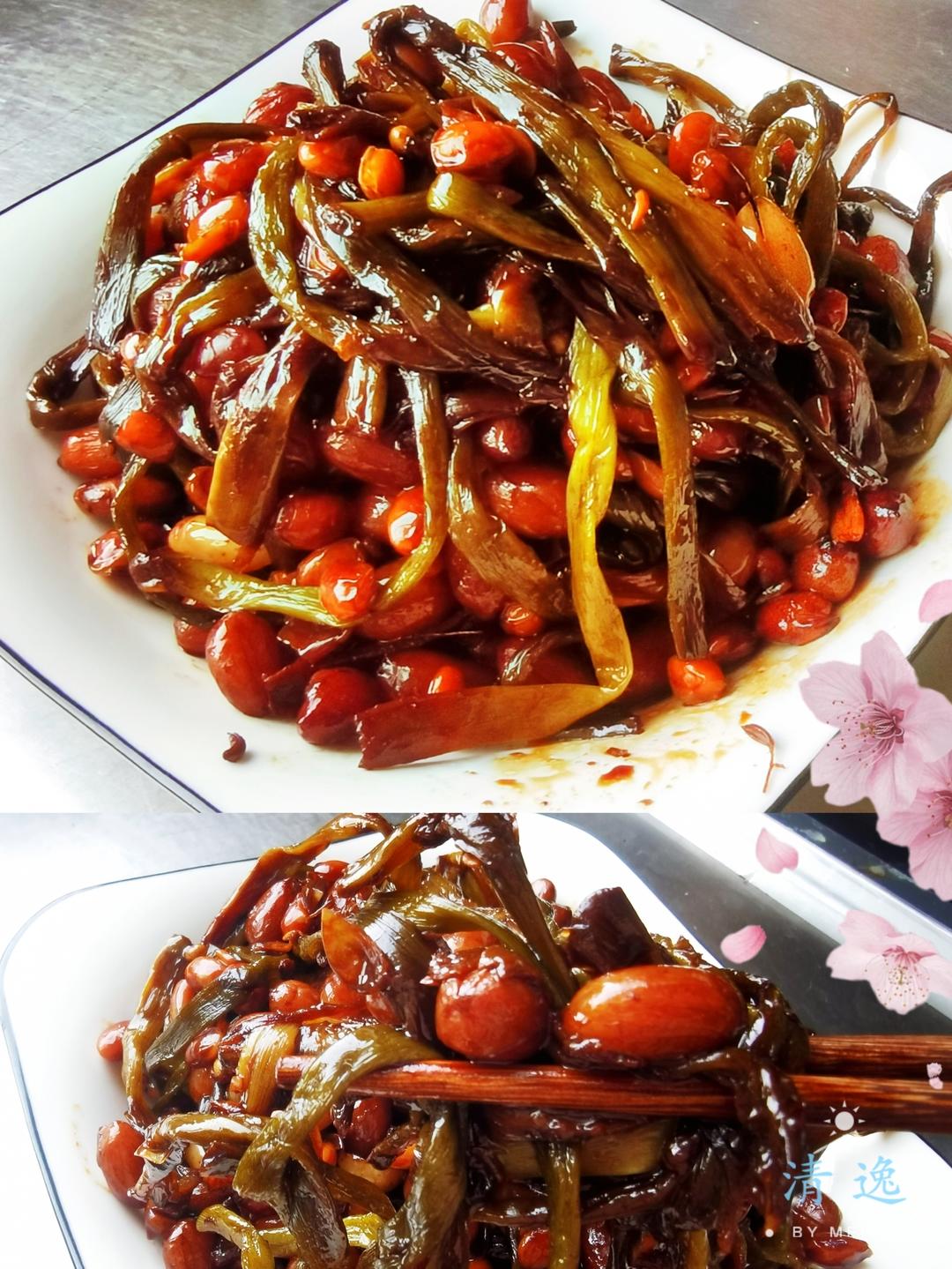 烀花生蒜苔的做法