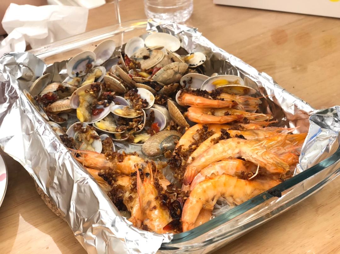 蒜蓉粉丝烤花蛤虾（烤箱版）