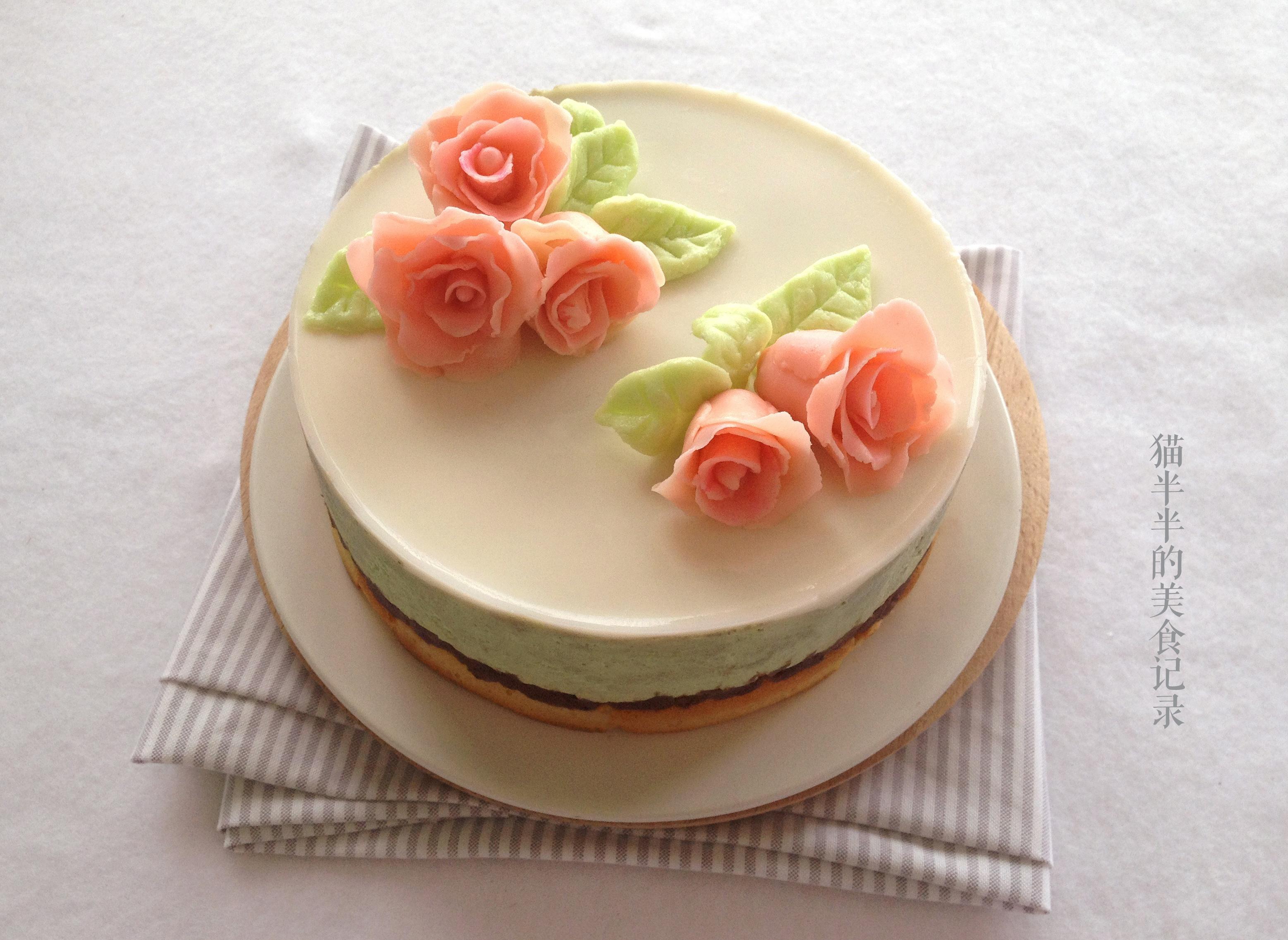 浪漫玫瑰抹茶芝士蛋糕的做法