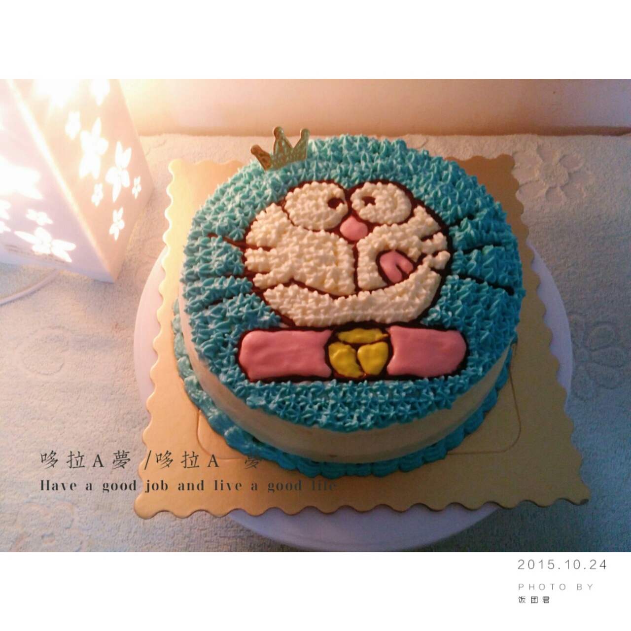 哆啦A梦蓝胖子卡通裱花蛋糕