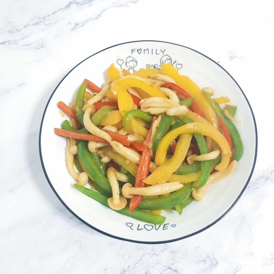 蚝油彩椒白玉菇