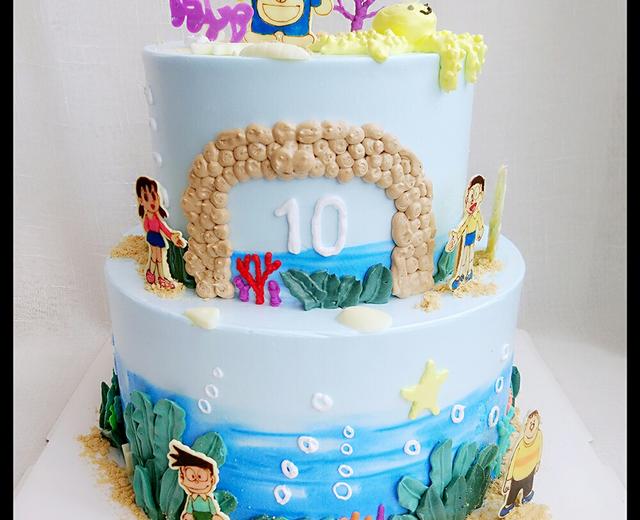 哆啦A梦手绘蛋糕的做法