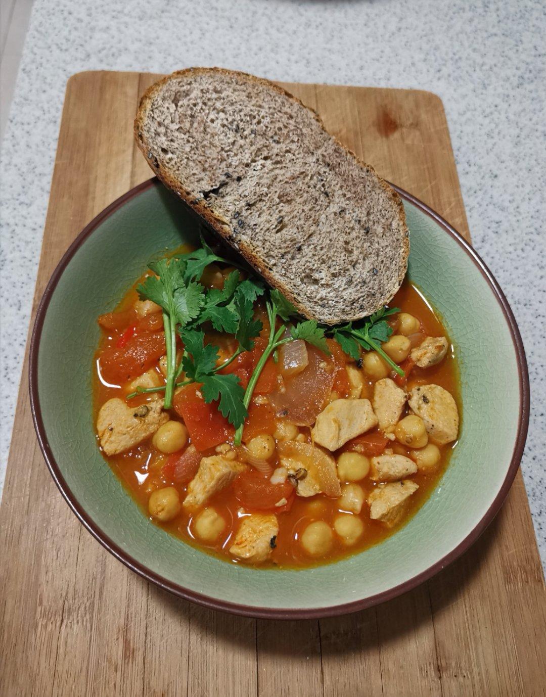 番茄孜然鸡炖鹰嘴豆【健康一锅端】