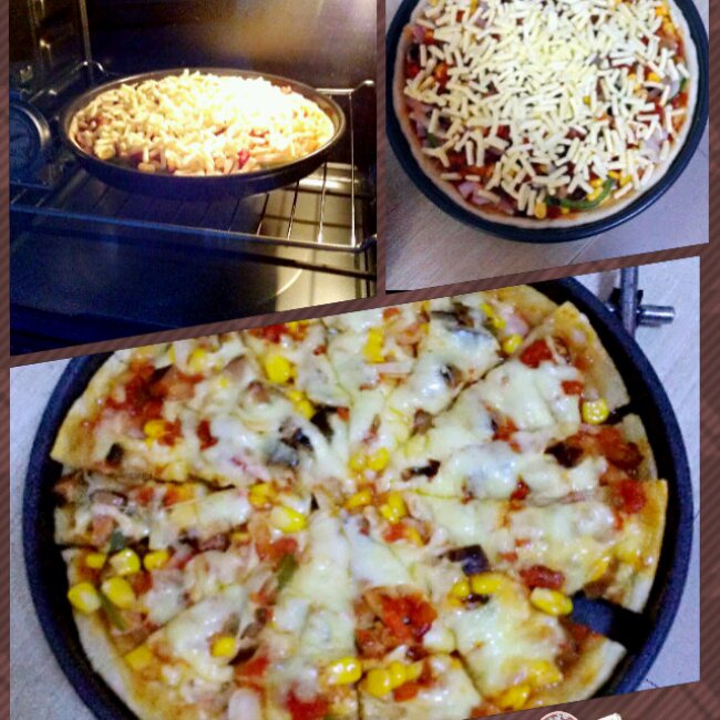 薄饼脆皮火腿pizza