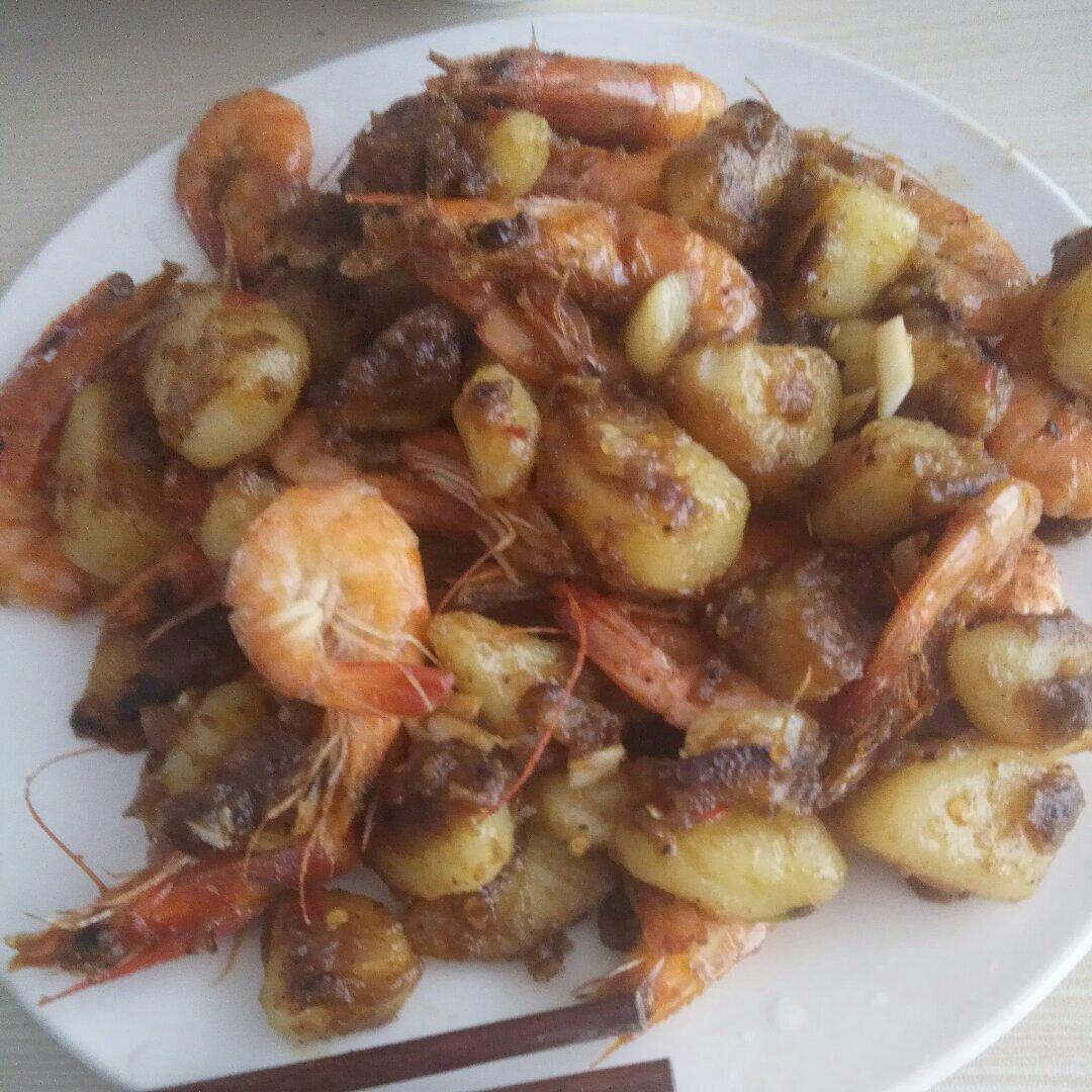 干锅土豆虾