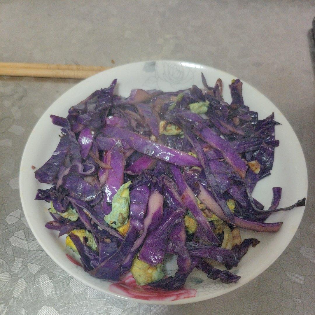 不变色的紫甘蓝炒鸡蛋