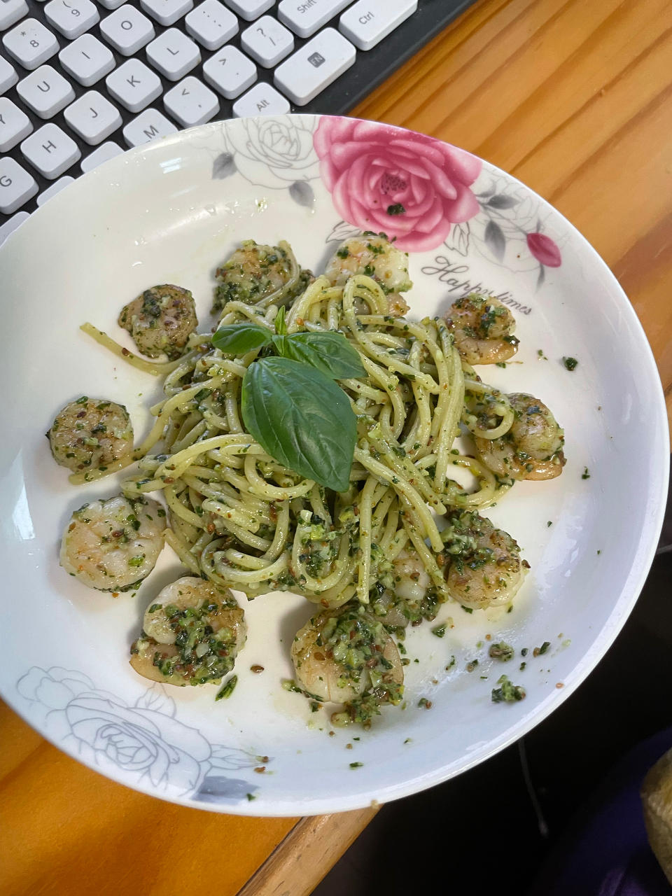 青酱虾仁意面（罗勒菠菜）