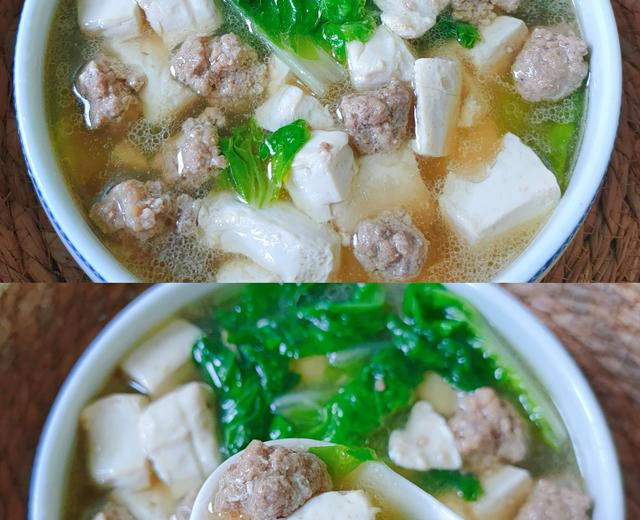 青菜豆腐肉丸汤