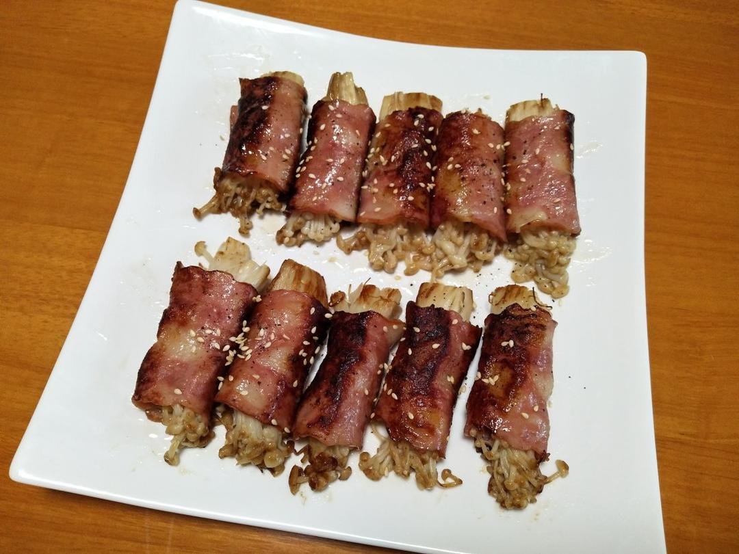 香煎培根金针菇卷