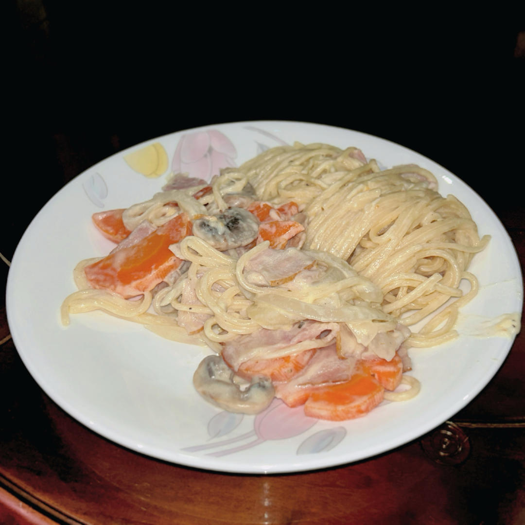 奶油蘑菇培根意大利面