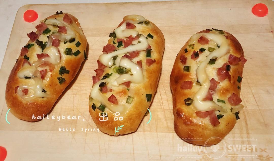 葱香芝士香肠肉松面包（中种法）