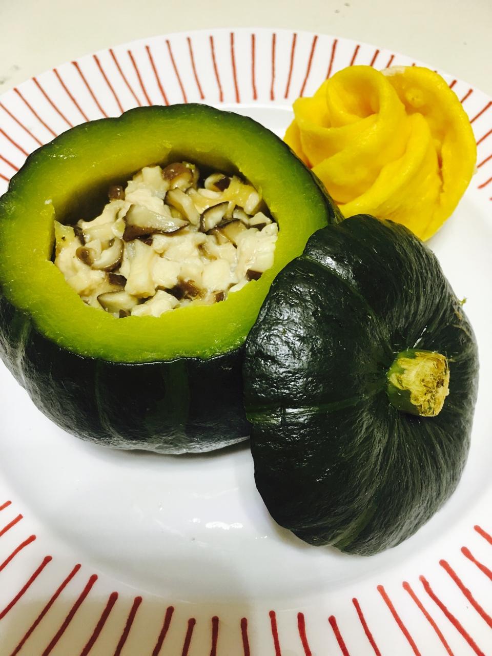 南瓜蒸香菇鸡肉