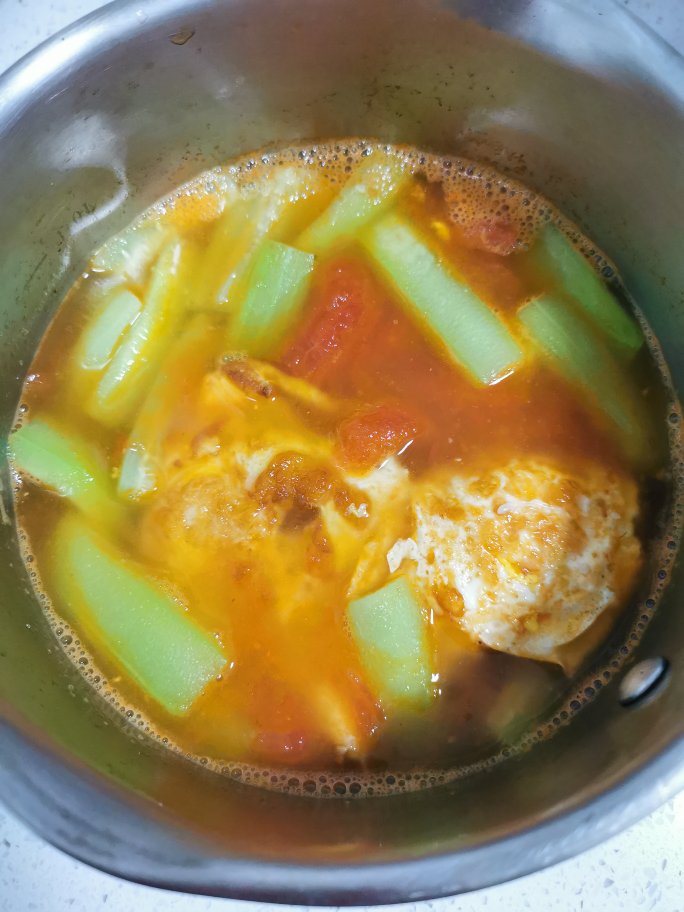 丝瓜番茄煎蛋汤