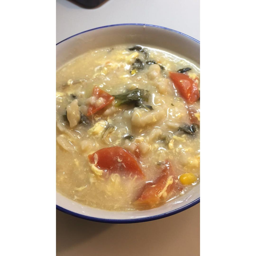 青菜鸡蛋疙瘩汤