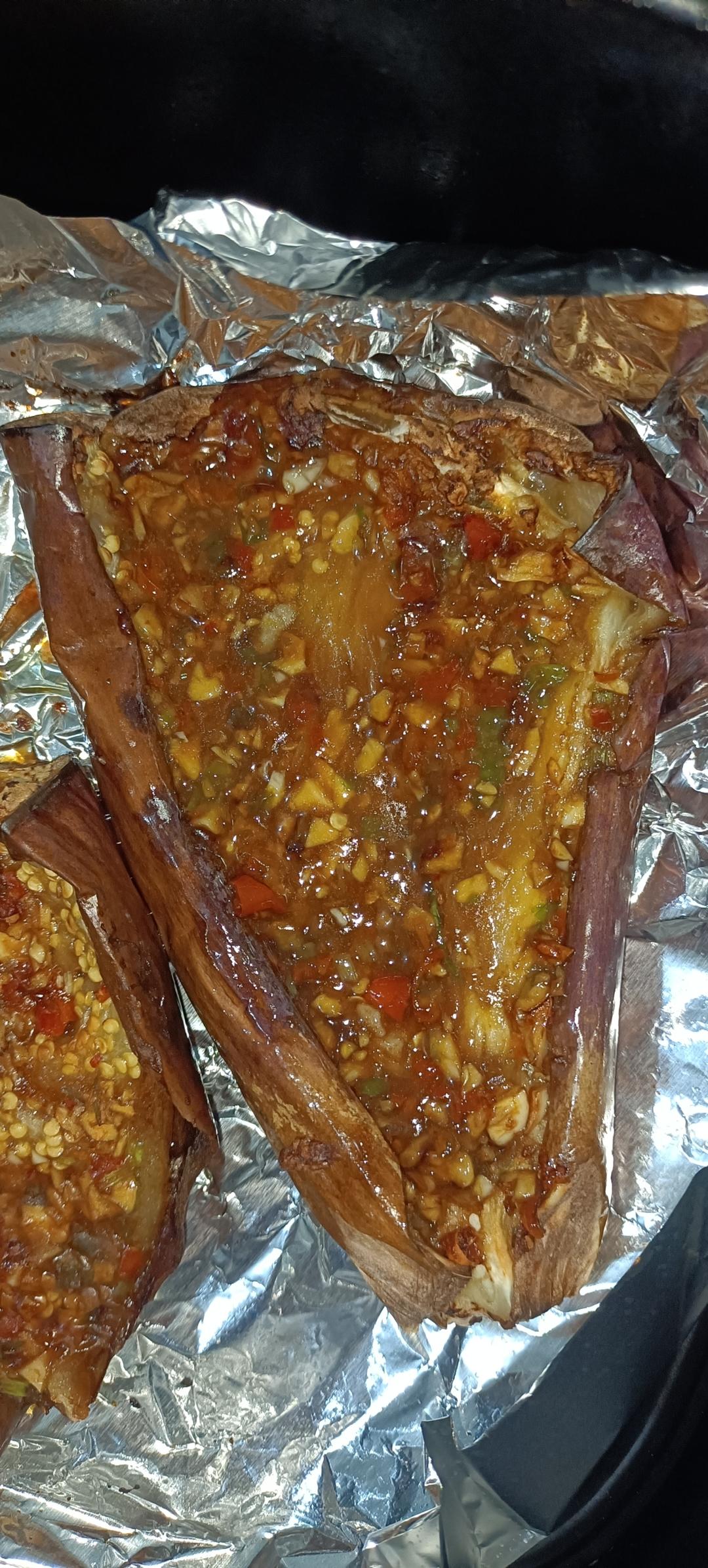 空气炸锅超简单的爆香蒜蓉烤茄子