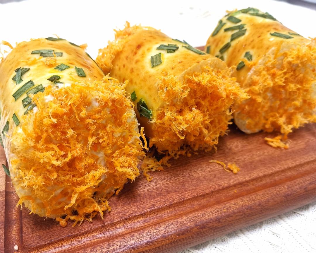 香葱肉松面包卷