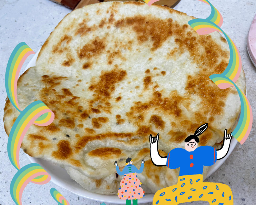 葱花大饼、蓬松柔软又简单的大葱烙饼