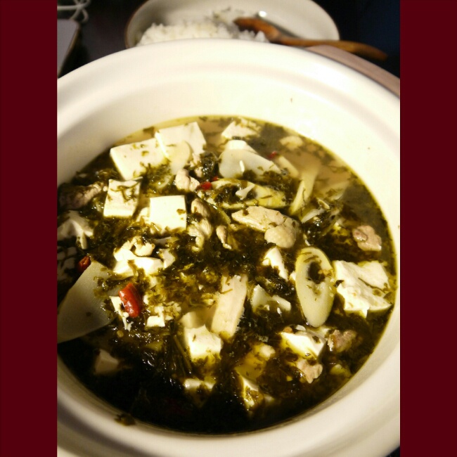 石锅雪菜嫩豆腐