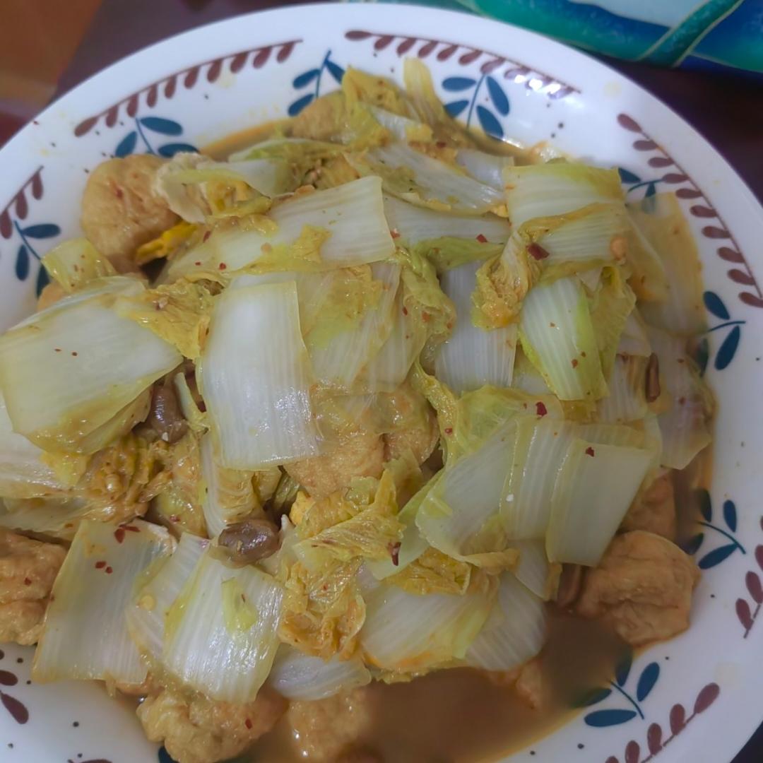 娃娃菜焖豆泡巨下饭！