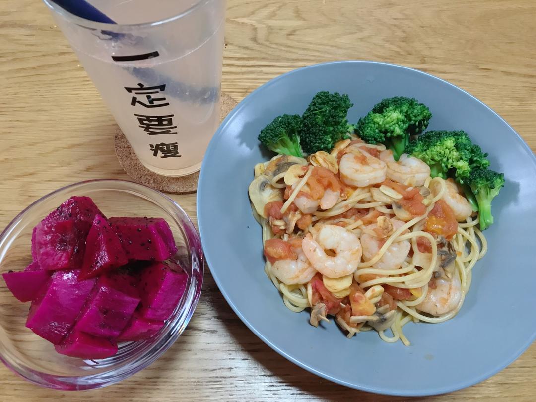 番茄大虾意面