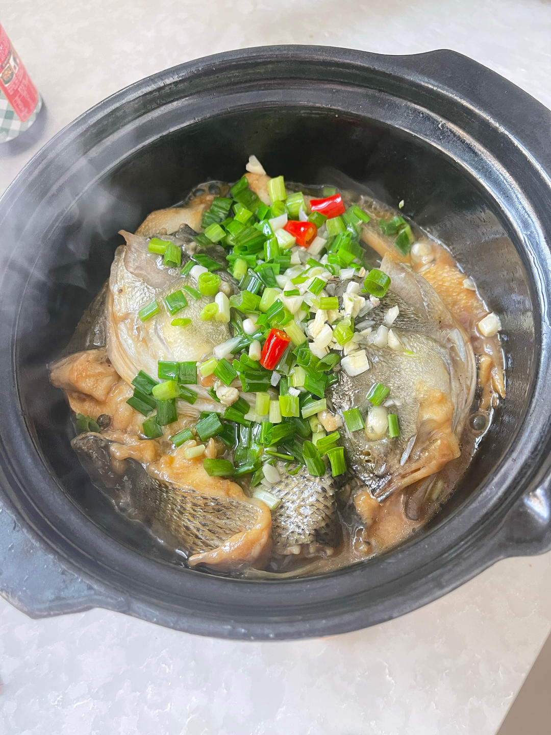 葱香焗鲈鱼