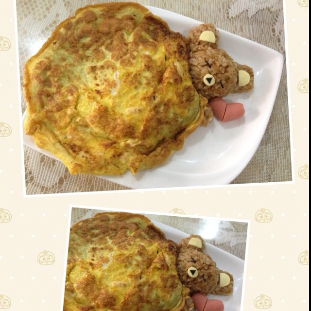 午睡的熊宝宝蛋包饭