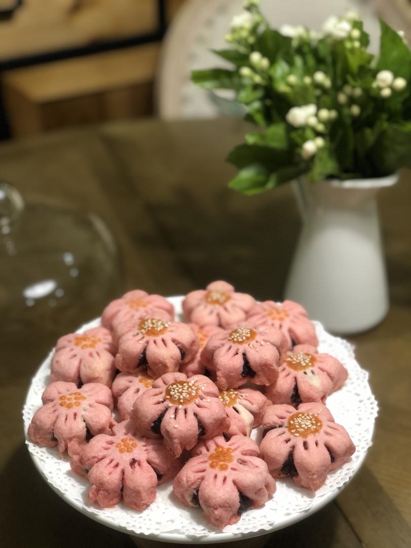 🌸花都开好了--步骤超详尽的桃花酥(无色素!火龙果版)