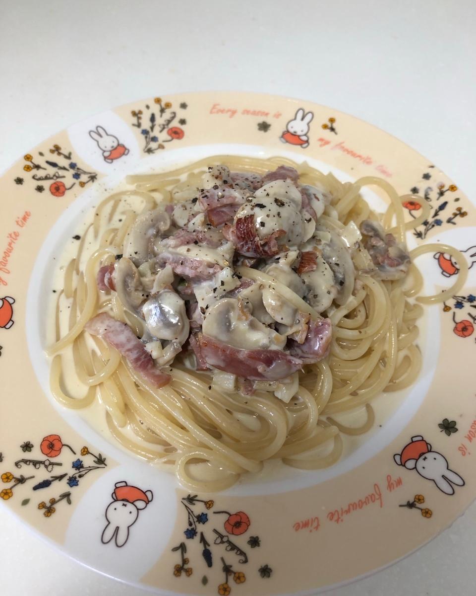 简单快手的奶油蘑菇培根意面