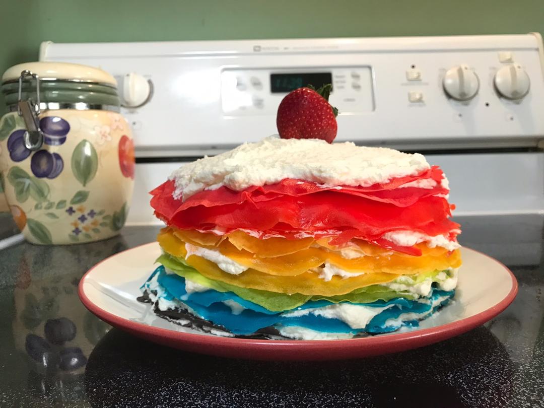 彩虹千层蛋糕 彩虹可丽饼(Mille Crepe Cake)