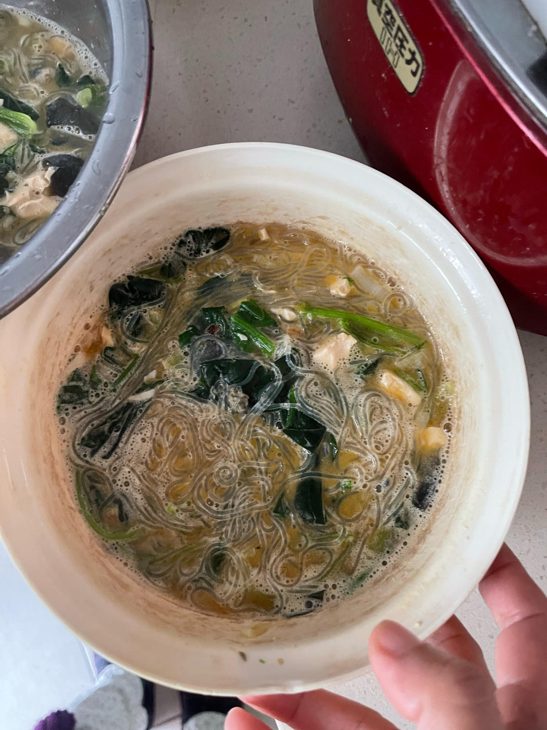 双蛋粉丝菠菜汤