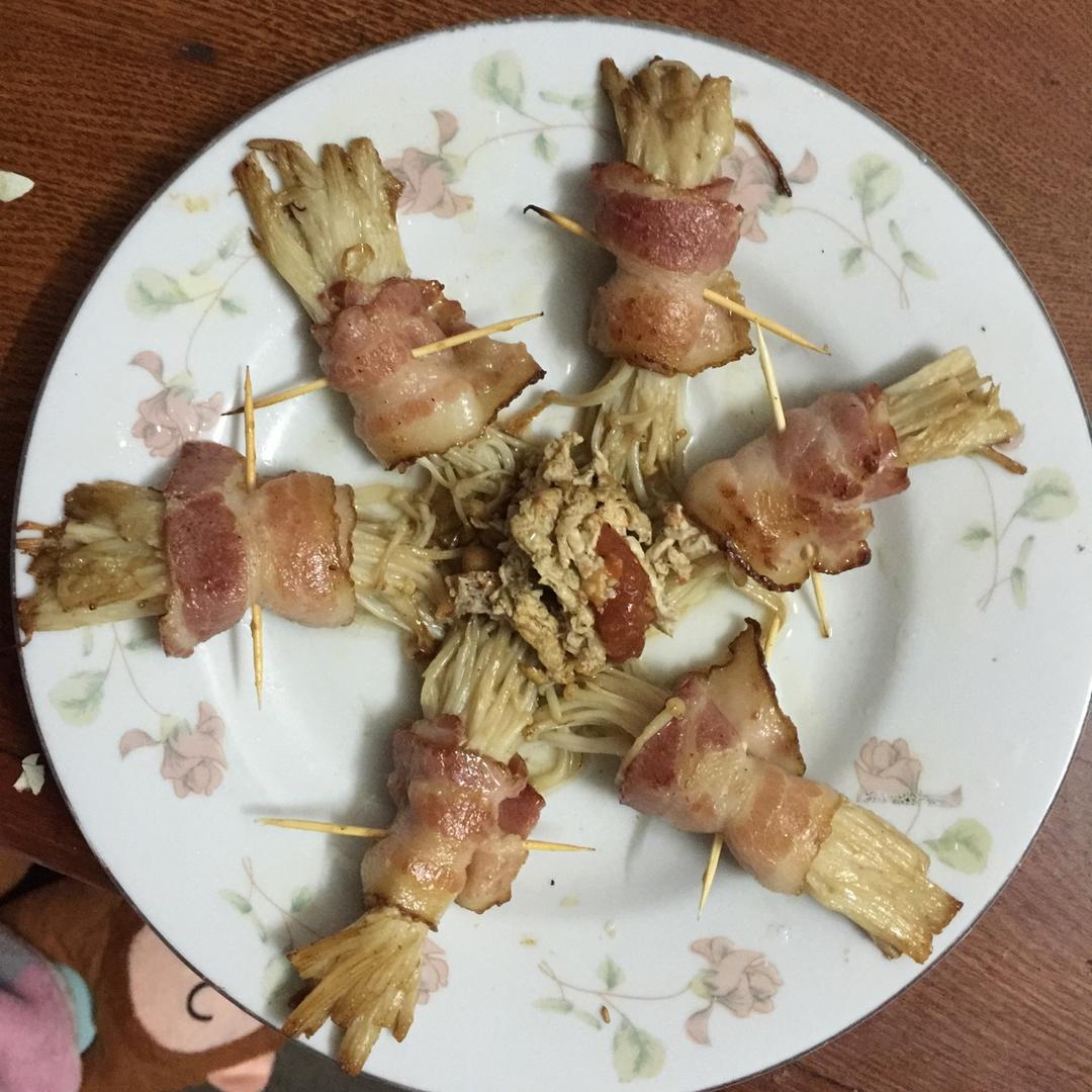 香煎培根金针菇卷