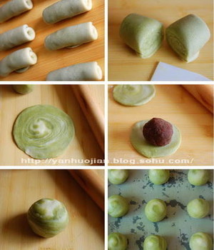 抹茶红豆酥的做法 步骤5