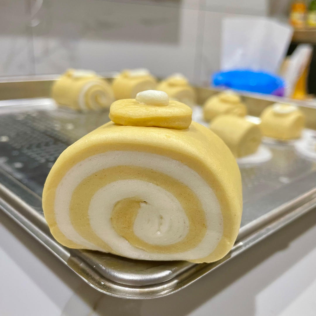 波点双色奶香刀切馒头|给你一点萌萌哒