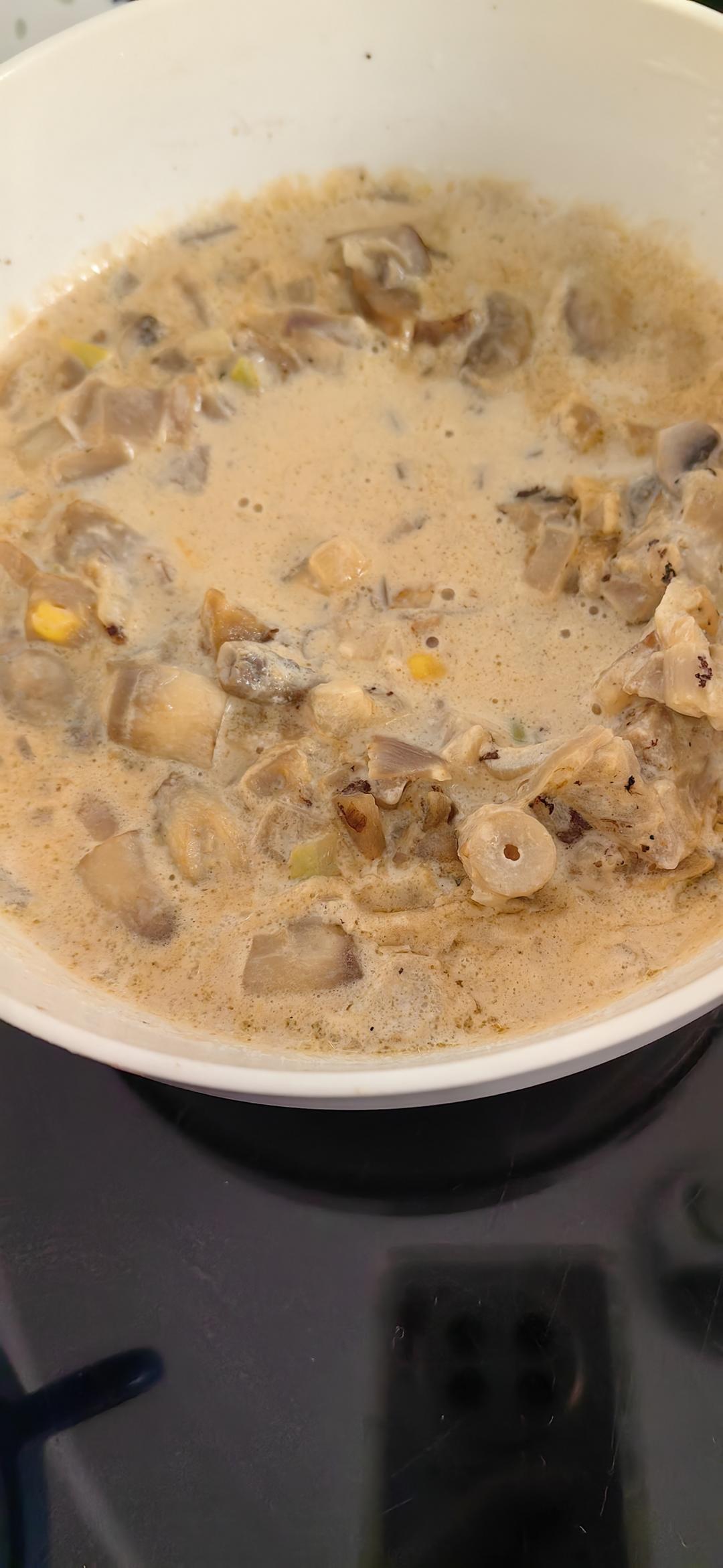 最简单配料芝士片版奶油蘑菇汤