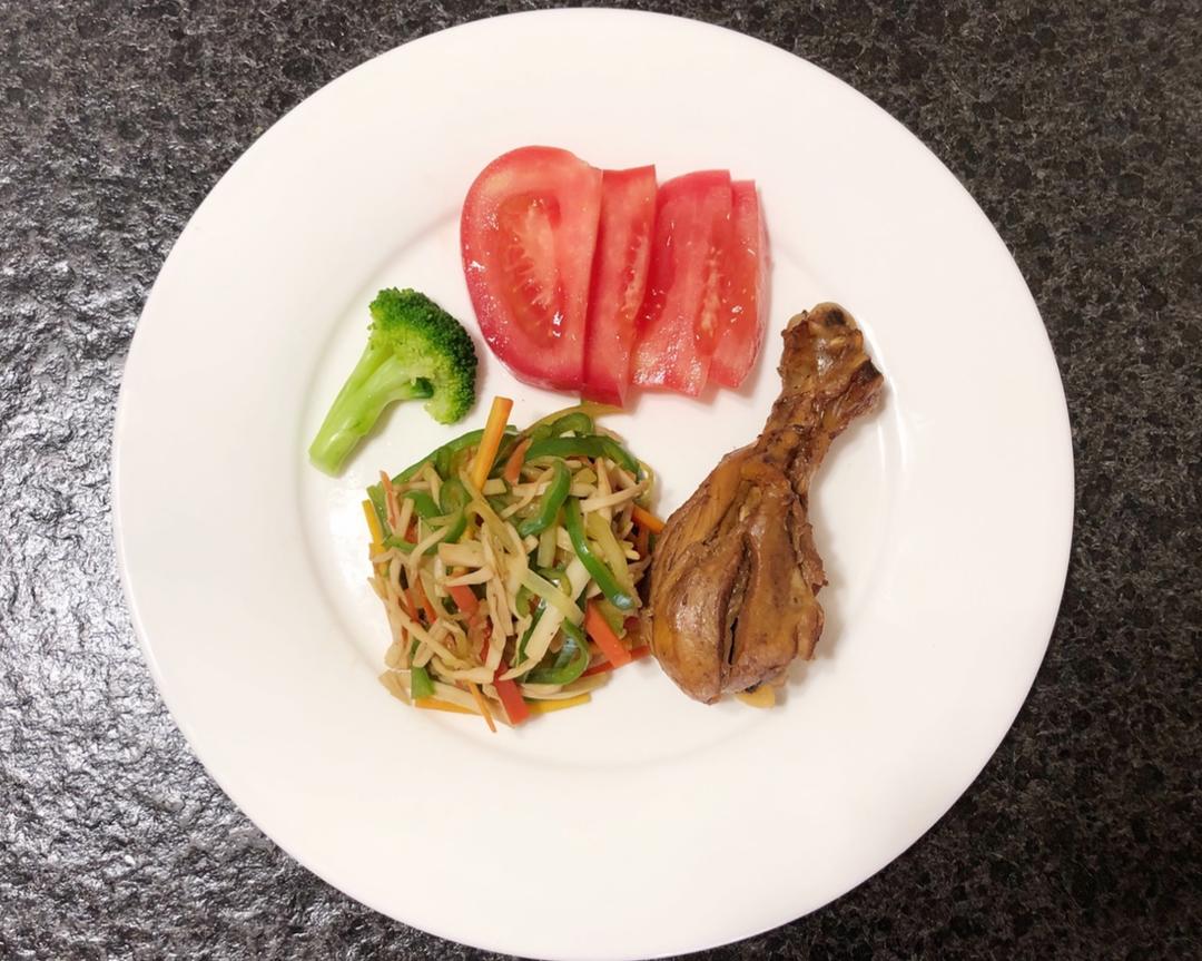 轻食—无油杏鲍菇 鸡腿餐