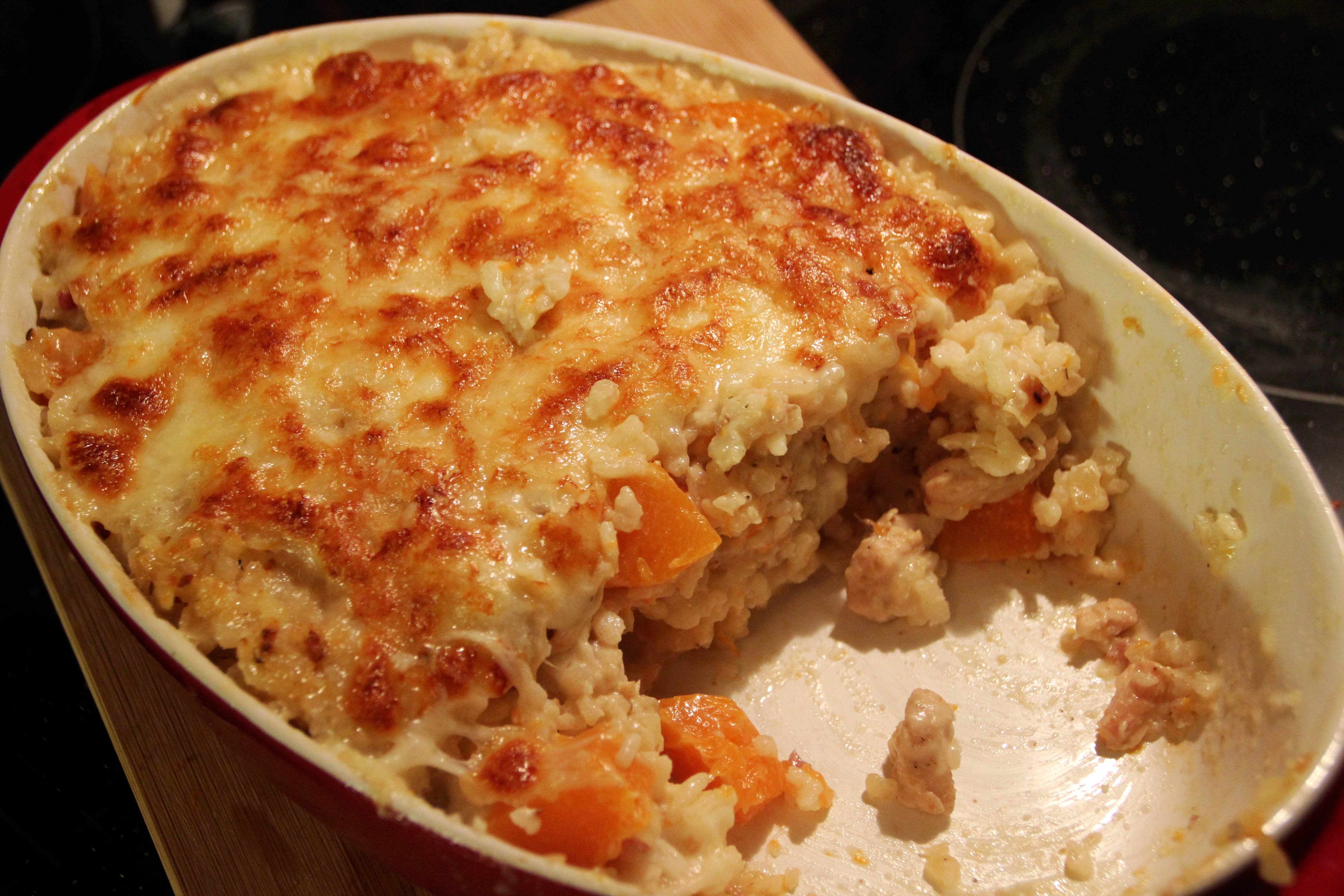 奶香南瓜鸡肉焗饭