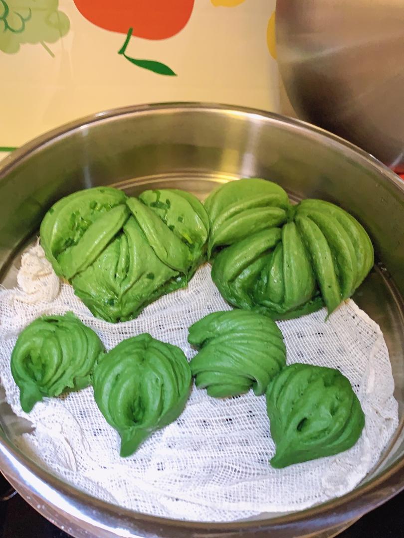 菠菜汁心形馒头 花卷（一次性发酵超治愈）