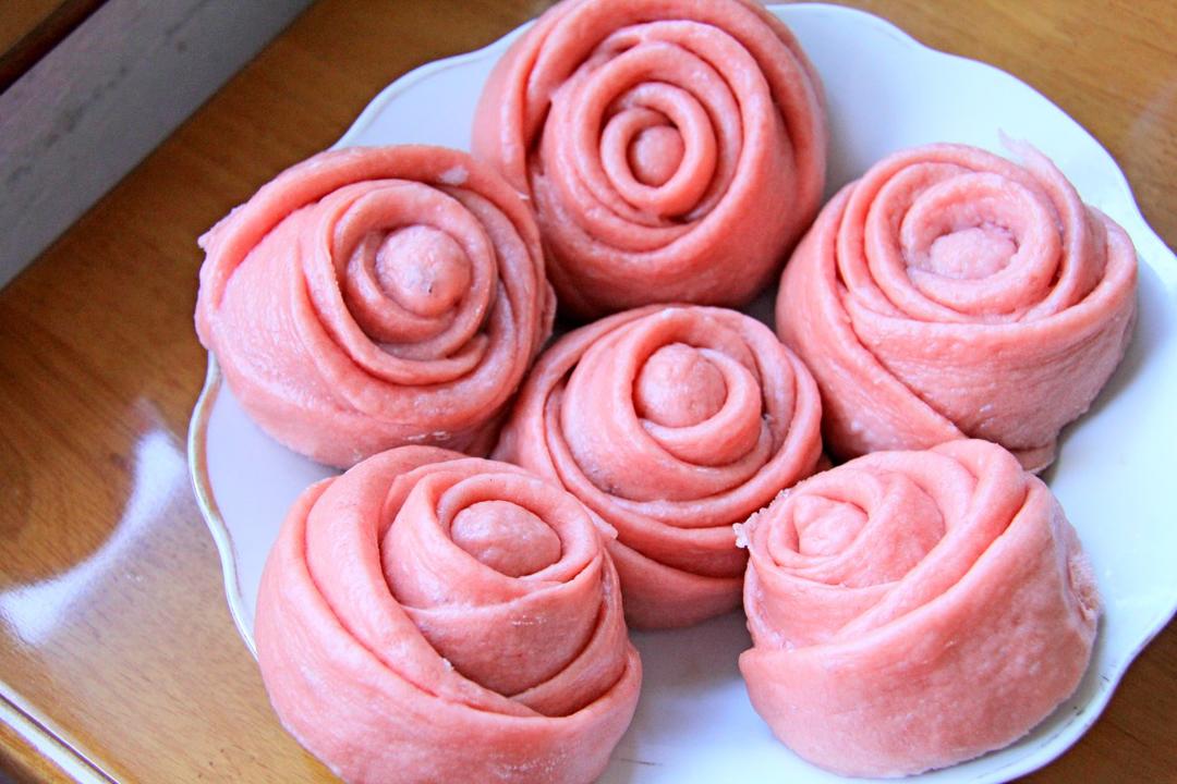 tulip沁做的玫瑰花馒头