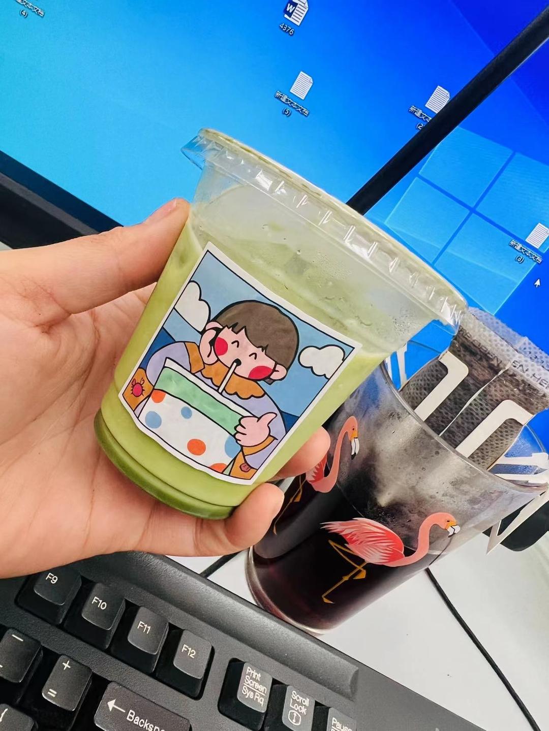 抹茶生椰拿铁🥥在家自制咖啡店高级感饮品