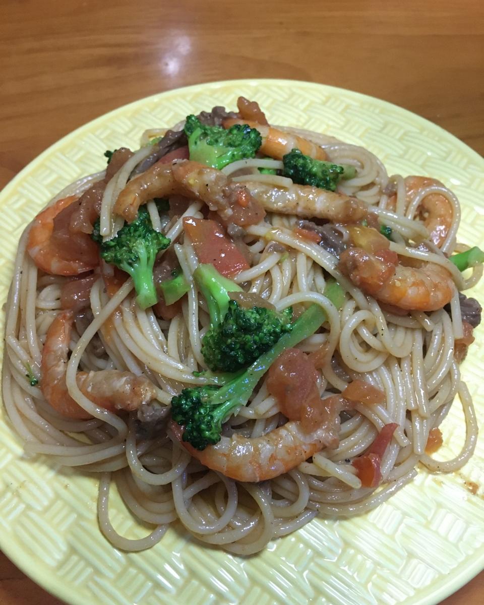 虾仁蕃茄意大利面