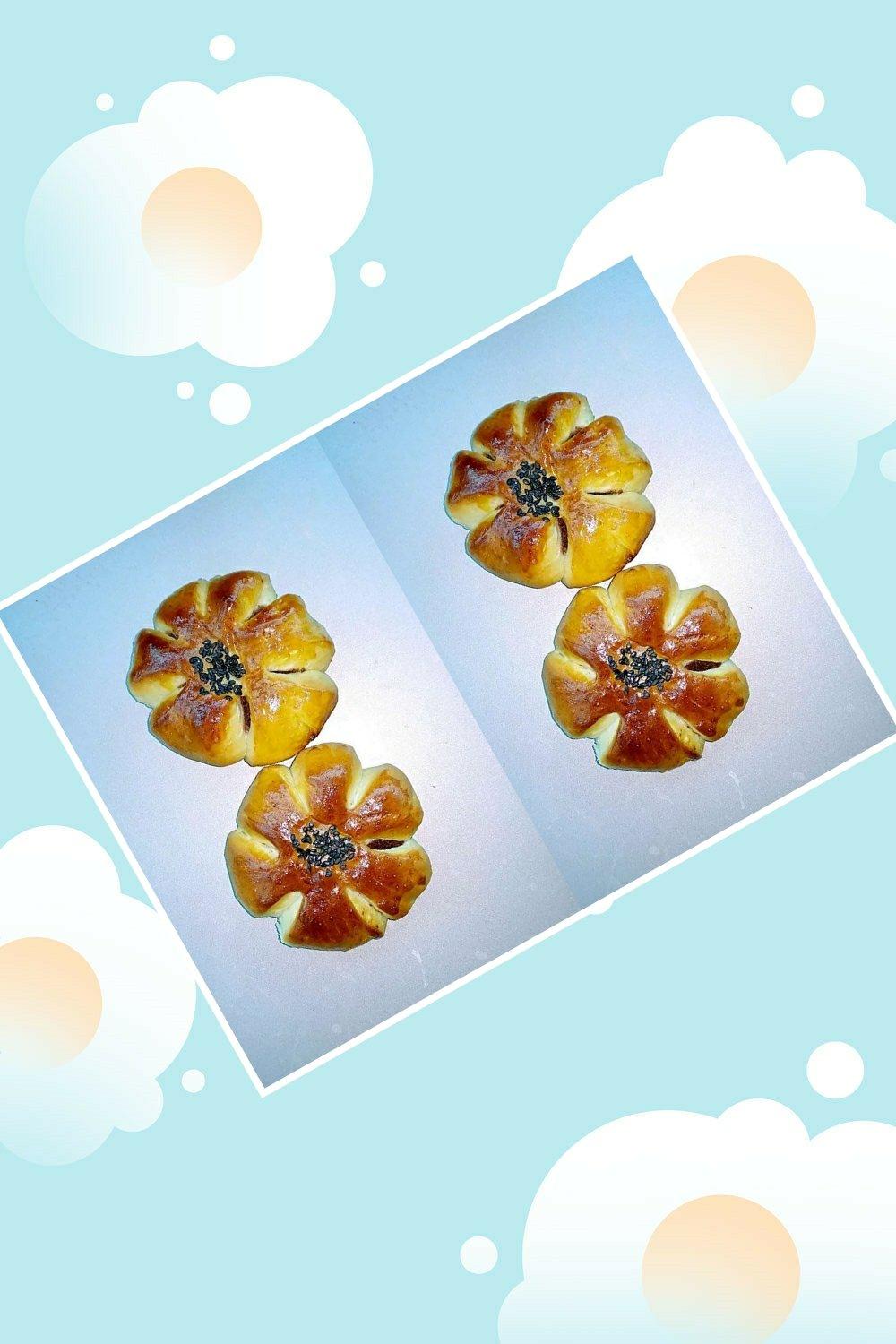 花朵豆沙面包