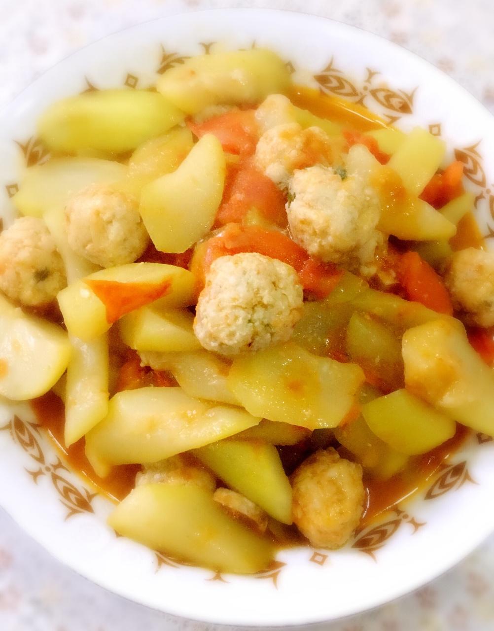 番茄瓠子烧肉丸子,干烧鲳鳊鱼7015#晚餐612017年6月6日#iphone